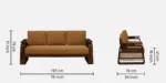Aarav Solid Wood 3 Seater Sofa in Natural Teak Finish - Image 3