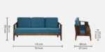 Aarohi Solid Wood 3 Seater Sofa with Wooden Armrests and Cushions - Image 3