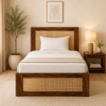 Alaric Solid Sheesham Wood Single Bed in Provincial Teak Finish