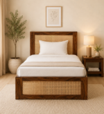 Alaric Solid Sheesham Wood Single Bed in Provincial Teak Finish