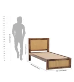 Alaric Solid Sheesham Wood Single Bed in Provincial Teak Finish - Image 3
