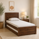 Aldric Solid Sheesham Wood Single Bed for Bedroom in Walnut Finish