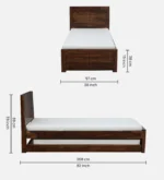 Aldric Solid Sheesham Wood Single Bed for Bedroom in Walnut Finish - Image 3