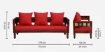 Anaya Solid Wood 3 Seater Sofa with Premium Fabric Upholstery - Image 3