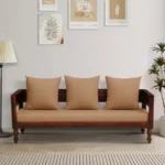 Anaya Solid Wood 3 Seater Sofa with Premium Fabric Upholstery