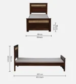 Arden Solid Sheesham Wood Single Bed with Wooden Headboard in Honey Oak Finish - Image 3