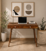 Ashton Solid Sheesham Wood Study Table with Natural Wooden Finish and Drawers