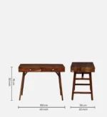 Ashton Solid Sheesham Wood Study Table with Natural Wooden Finish and Drawers - Image 3
