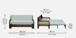 Aster Solid Wood Sofa Cum Bed with Convertible Lounger Design - Image 3