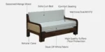 Aster Solid Wood Sofa Cum Bed with Convertible Lounger Design - Image 5