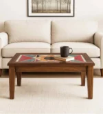 Aurelia Solid Sheesham Wood Luxury Wooden Coffee Table in Natural Wood Finish