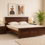 Avelora Solid Sheesham Wood Classic Wooden Bed in Natural Finish