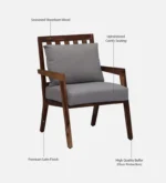 Avelora Solid Sheesham Wood Premium Arm Chair with Elegant Upholstered Seat - Image 4