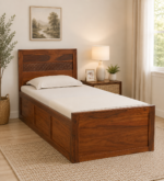 Averon Solid Sheesham Wood Single Bed with Headboard in Natural Teak Finish