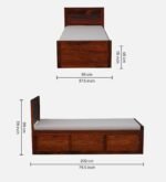 Averon Solid Sheesham Wood Single Bed with Headboard in Natural Teak Finish - Image 3