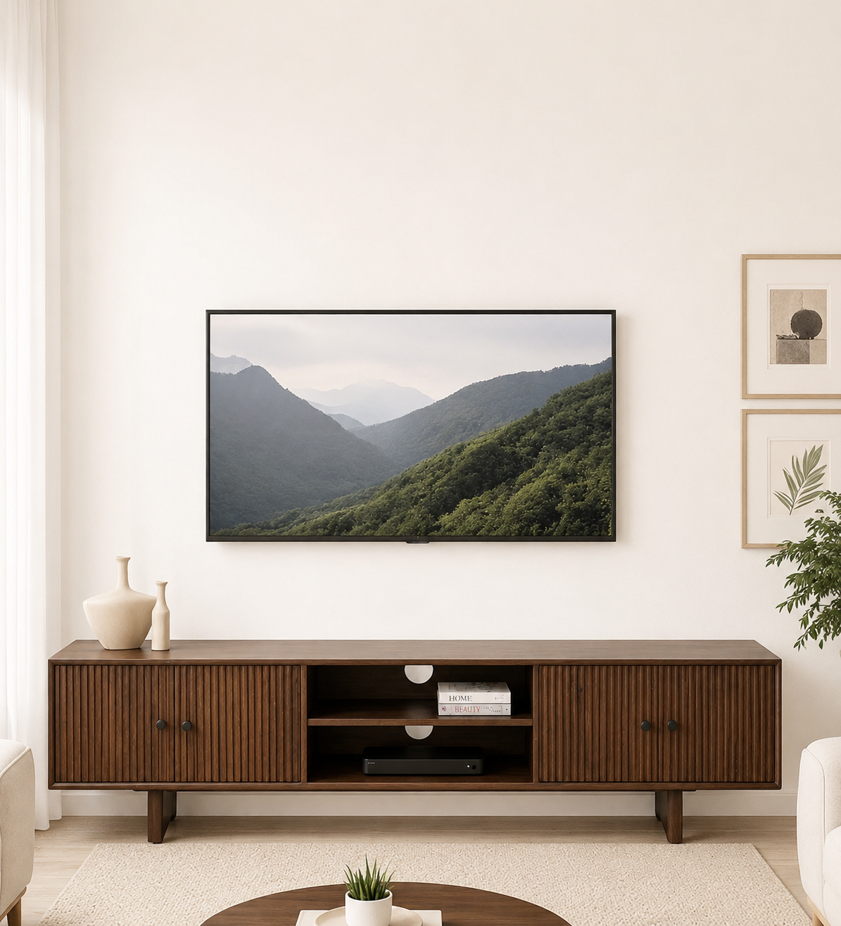 Avira Premium Sheesham Wood TV Console with Modern Storage Design (1) Avira Premium Sheesham Wood TV Console with Modern Storage Design - Image 1