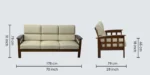 Avira Solid Wood 3 Seater Sofa with Soft Cushioned Seat and Backrest - Image 3