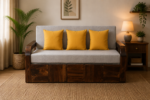 Avira Solid Wood Sofa Cum Bed with Soft Cushioned Seating and Backrest
