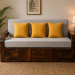 Avira Solid Wood Sofa Cum Bed with Soft Cushioned Seating and Backrest
