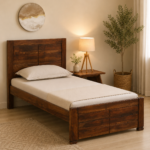 Avon Solid Sheesham Wood Single Bed with Panelled Headboard in Natural Finish
