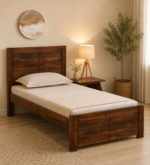 Avon Solid Sheesham Wood Single Bed with Panelled Headboard in Natural Finish