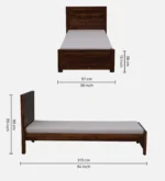 Avon Solid Sheesham Wood Single Bed with Panelled Headboard in Natural Finish - Image 3