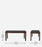 Benson Solid Sheesham Wood 8 Seater Dining Table with Fabric Upholstered Chairs in Provincial Teak Finish - Image 4