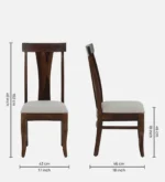 Benson Solid Sheesham Wood 8 Seater Dining Table with Fabric Upholstered Chairs in Provincial Teak Finish - Image 3