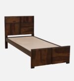 Benson Solid Sheesham Wood Single Bed with Sleek Headboard in Provincial Teak Finish - Image 4