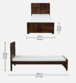 Benson Solid Sheesham Wood Single Bed with Sleek Headboard in Provincial Teak Finish - Image 3