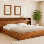 Bergen Sheesham Wood Bed In Walnut Finish With Storage
