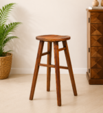 Brixon Designer Bar Stool with Footrest in Dark Walnut Finish
