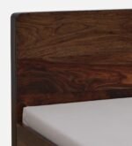 Cedar Solid Sheesham Wood Single Bed with Wooden Backrest in Rustic Teak Finish - Image 9