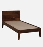 Cedar Solid Sheesham Wood Single Bed with Wooden Backrest in Rustic Teak Finish - Image 4