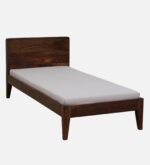 Cedar Solid Sheesham Wood Single Bed with Wooden Backrest in Rustic Teak Finish - Image 6