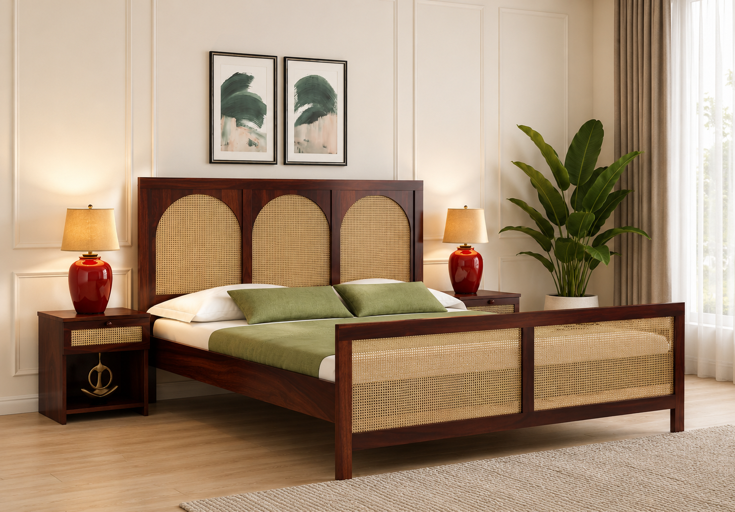 Cedarwood Contemporary Handcrafted Solid Wood Elegant Platform Bed (1) Cedarwood Contemporary Handcrafted Solid Wood Elegant Platform Bed - Image 1