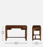 Clarendon Solid Sheesham Wood Study Table with Elegant Wooden Drawers - Image 3