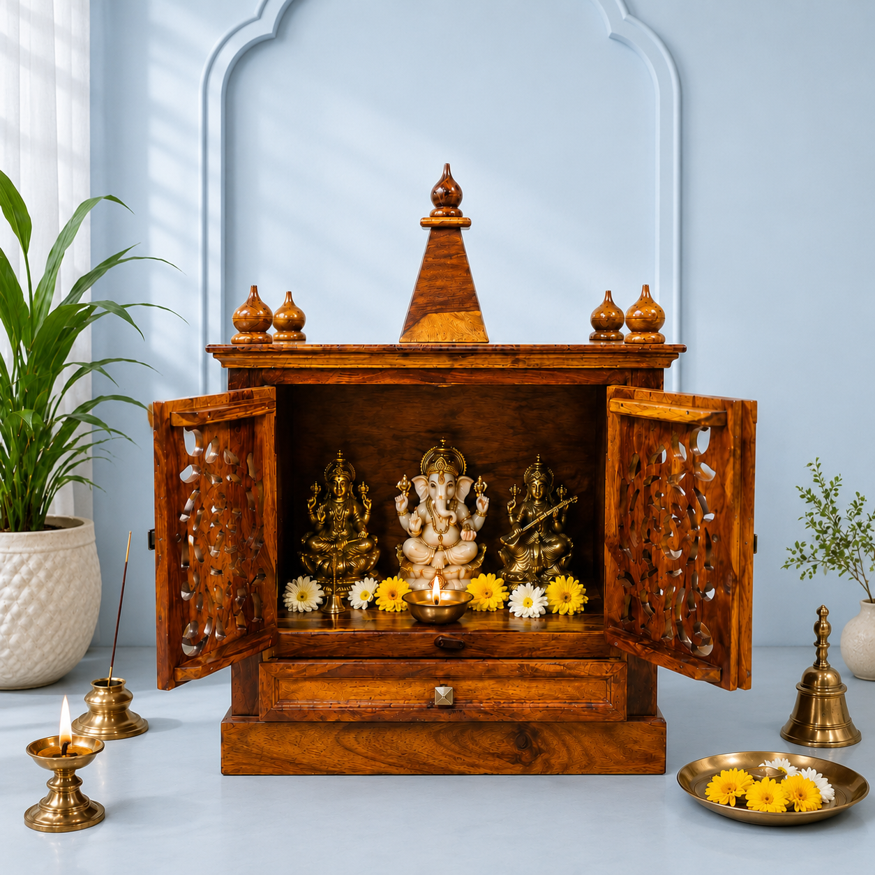Classic-Heritage-Solid-Wood-Mandir-with-Storage-Drawer-and-Cabinet-Space-1.png Import placeholder for 3315 - Image 1