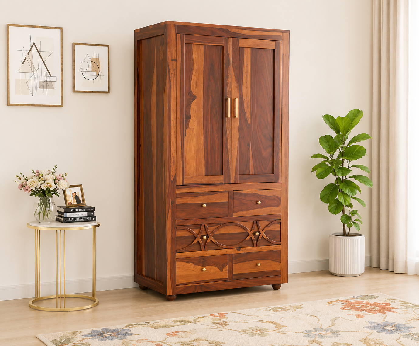 Classic-Sheesham-Wood-Double-Door-Wardrobe-1.png Import placeholder for 1908 - Image 1