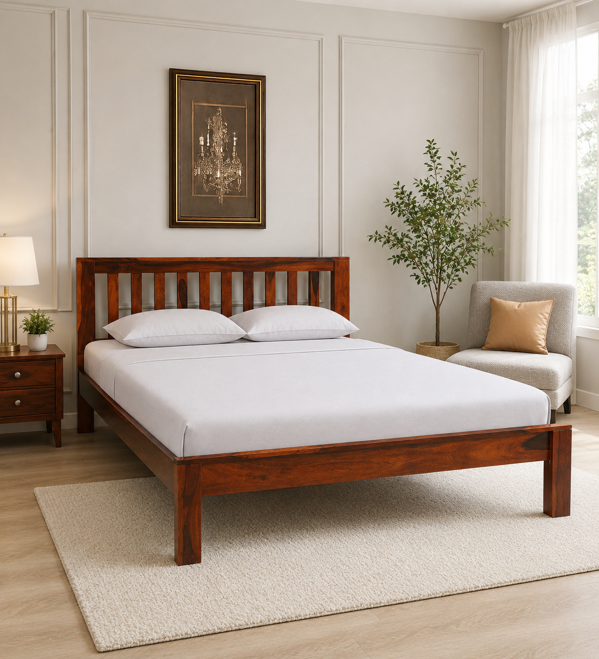 Denvora-Luxury-Solid-Sheesham-Wood-Bed-with-Upholstered-Backrest-1.png Import placeholder for 2880 - Image 1
