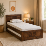 Dorian Solid Sheesham Wood Single Bed with Classic Headboard in Walnut Finish