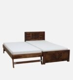 Dorian Solid Sheesham Wood Single Bed with Classic Headboard in Walnut Finish - Image 4