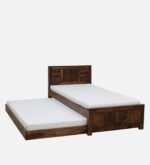 Dorian Solid Sheesham Wood Single Bed with Classic Headboard in Walnut Finish - Image 5