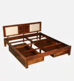 Elara Solid Sheesham Wood Modern Luxury Storage Bed in Natural Wood Finish - Image 9