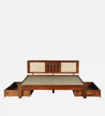 Elara Solid Sheesham Wood Modern Luxury Storage Bed in Natural Wood Finish - Image 8