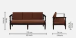 Elora Solid Wood 3 Seater Sofa with Comfortable Fabric Seating - Image 3