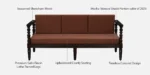 Elora Solid Wood 3 Seater Sofa with Comfortable Fabric Seating - Image 4