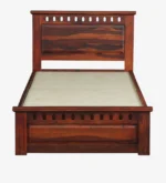 Elton Solid Sheesham Wood Single Bed with Contemporary Headboard in Natural Teak Finish - Image 6