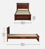 Elton Solid Sheesham Wood Single Bed with Contemporary Headboard in Natural Teak Finish - Image 3