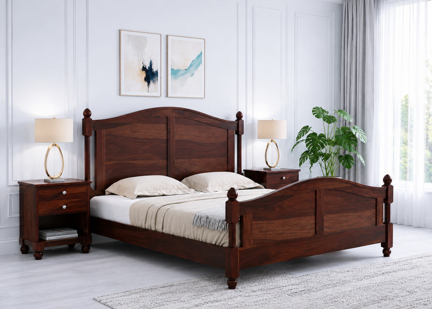 Elvara-Sheesham-Wood-Bed-in-Walnut-Finish-1.png Import placeholder for 4464 - Image 1